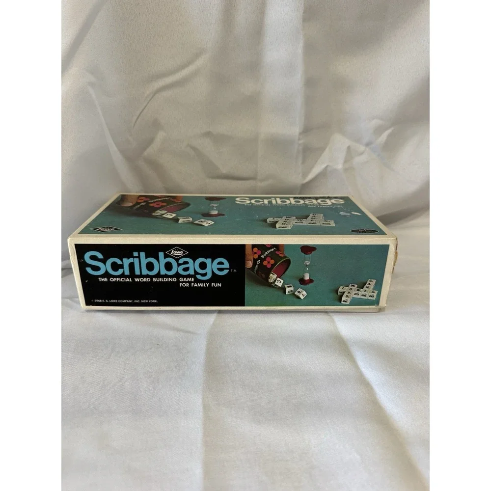 Vintage 1968 Scribbage Word Game# 948 E.S.Lowe‎ Company Inc. ALL CUBES CUP TIMER